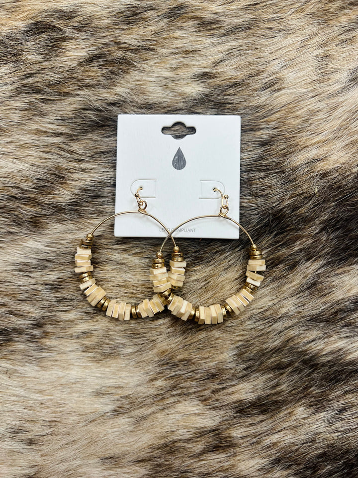 Wood Square Link Wire Earrings