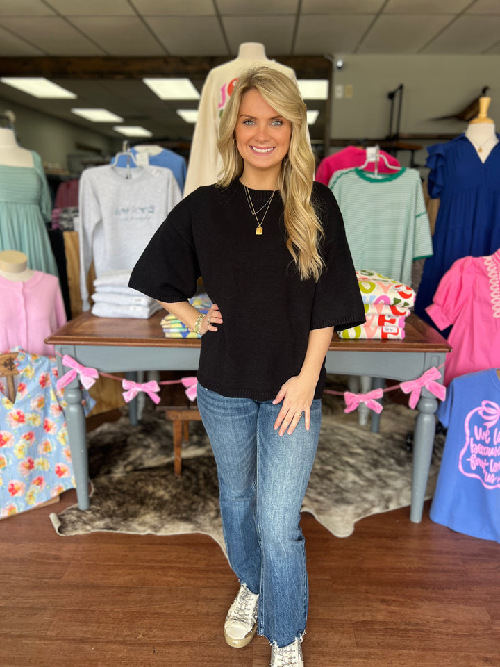 Short Sleeve Relaxed Sweater Top