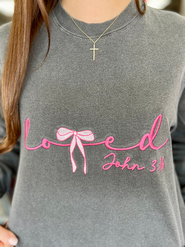 Loved John 3:16 Embroidered LS CC Tee