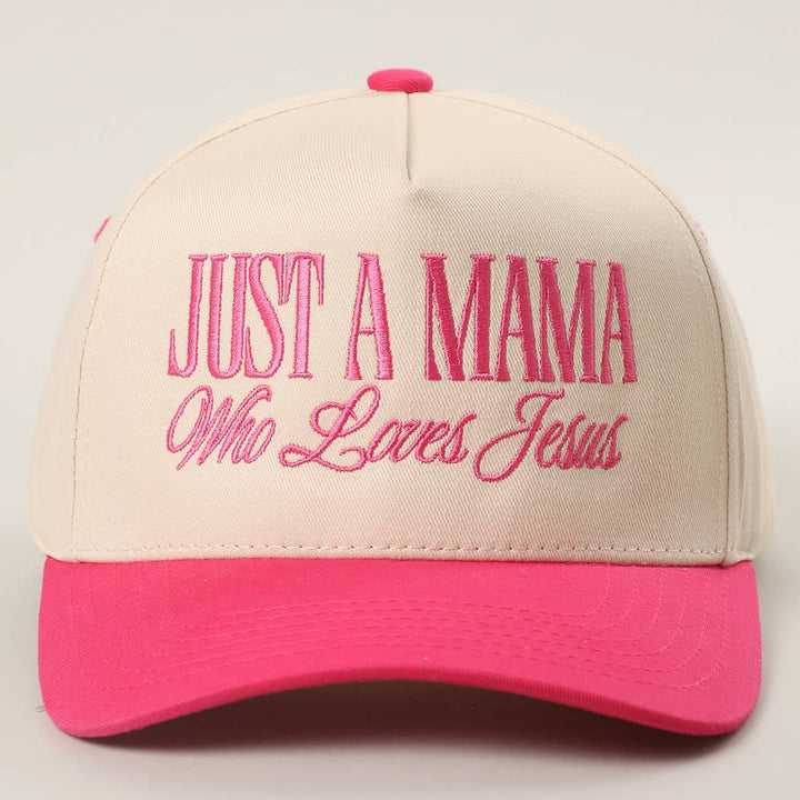 JUST A MAMA WHO LOVES JESUS Embroidery Two-Tone Trucker Hat