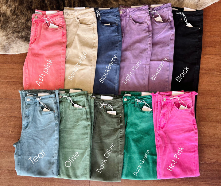 Ally Acid Washed High Waist Frayed Hem Flare Crop Pants