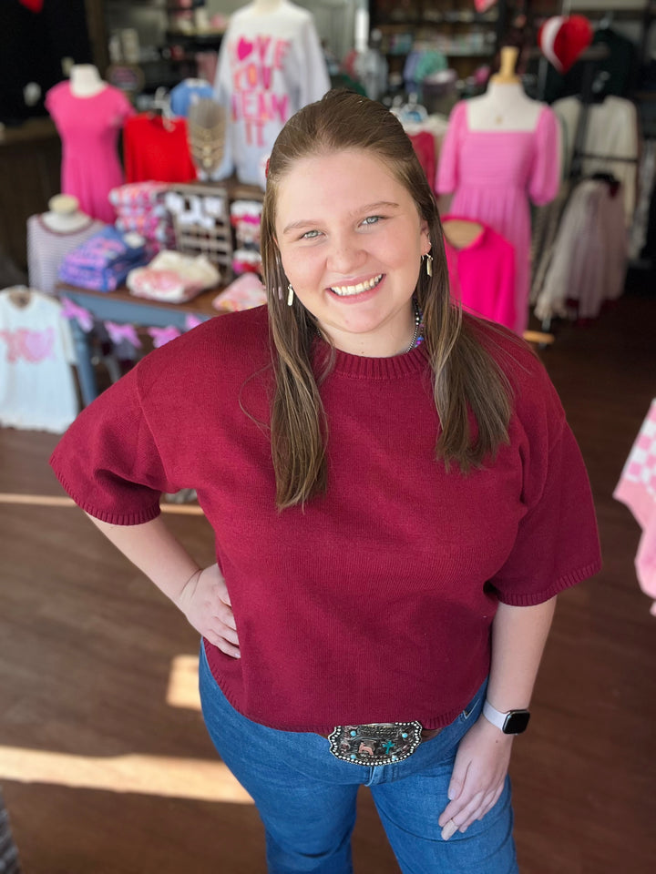 Short Sleeve Relaxed Sweater Top