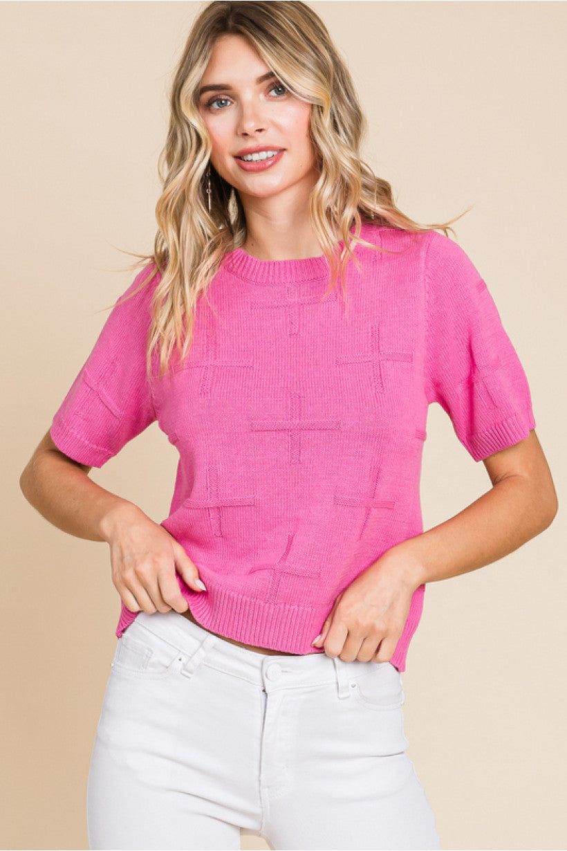 Cross Textured Knit Top