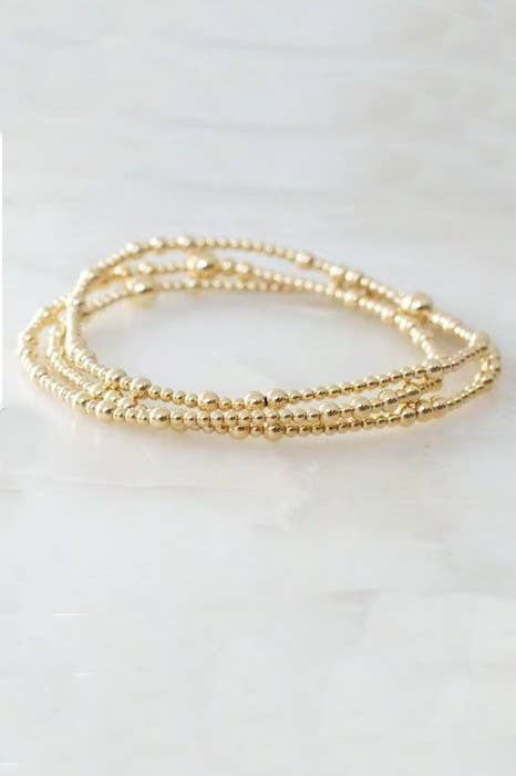 MULTI LAYER GOLD BALL CHAIN BEADED BRACELET | 40B5179