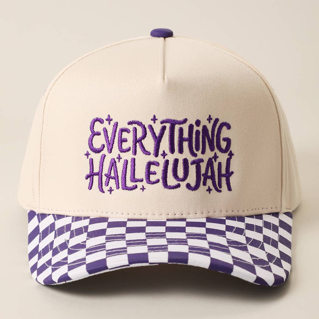 EVERYTHING HALLELUJAH Embroidered Checker Brim Trucker Hat