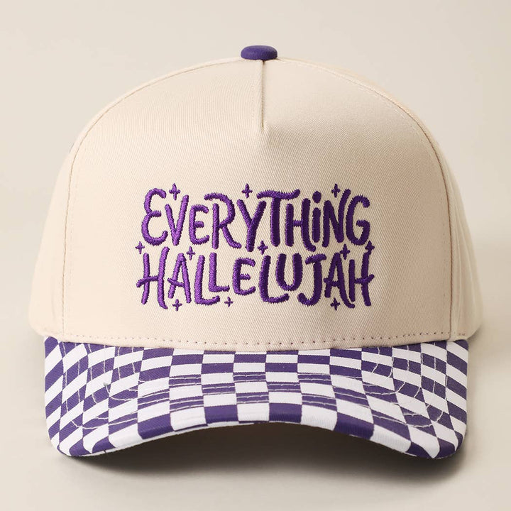EVERYTHING HALLELUJAH Embroidered Checker Brim Trucker Hat