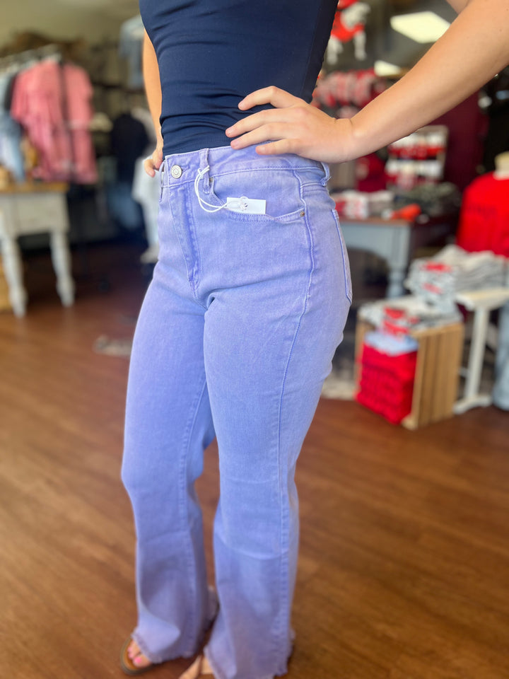 Ashley Acid Wash Frayed Cutoff Bootcut Pants