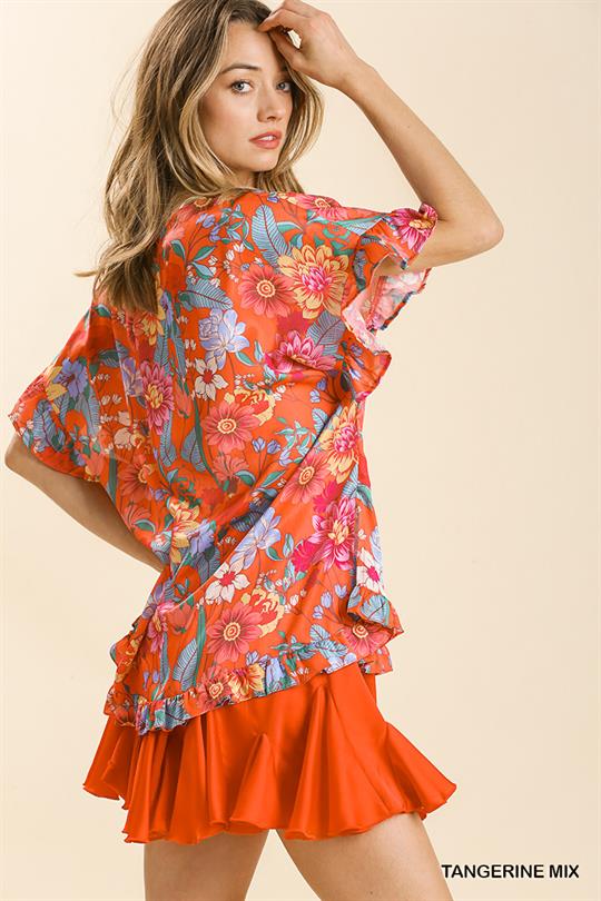 Floral Ruffle Hem Top