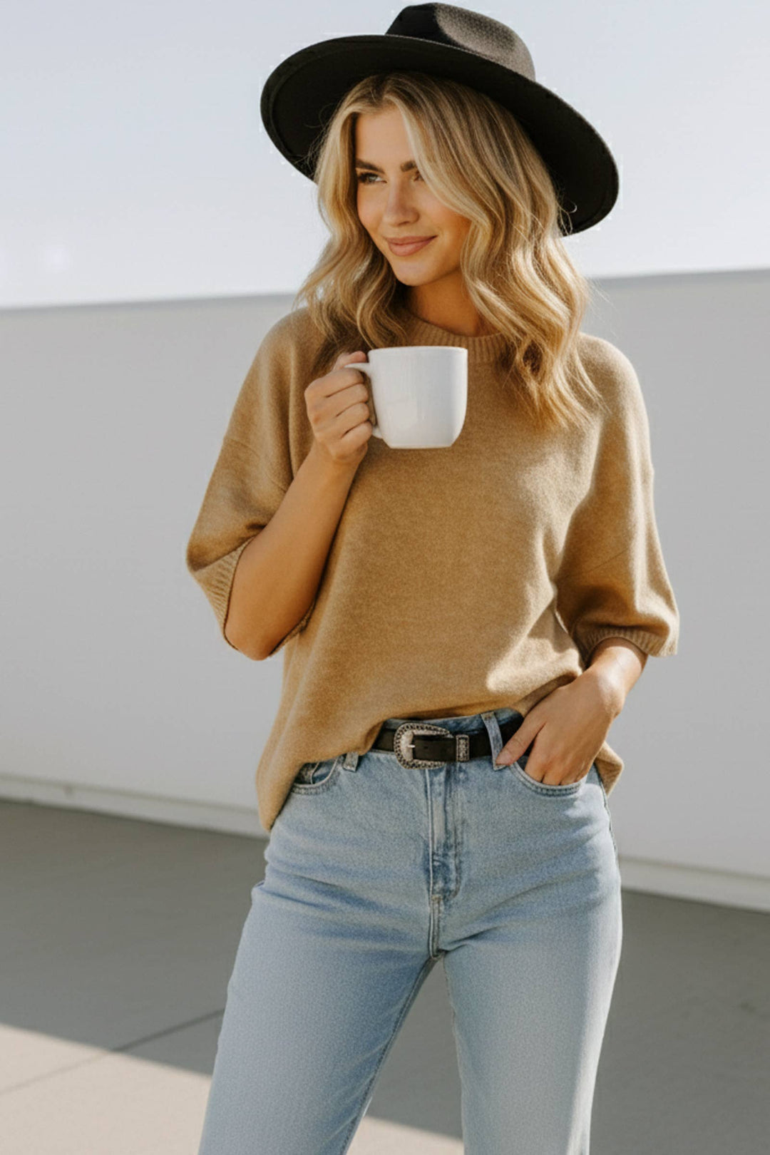 Short Sleeve Relaxed Sweater Top