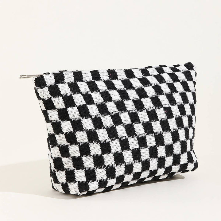 TRAVEL CHECKER MAKEUP COSMETIC POUCH BAG