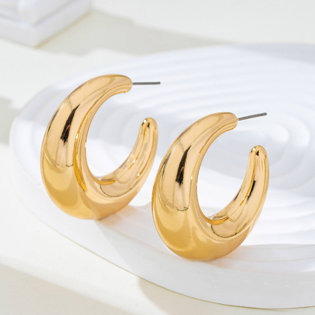 Tapered Gold-Tone Crescent Hoop Earrings | 80E62157