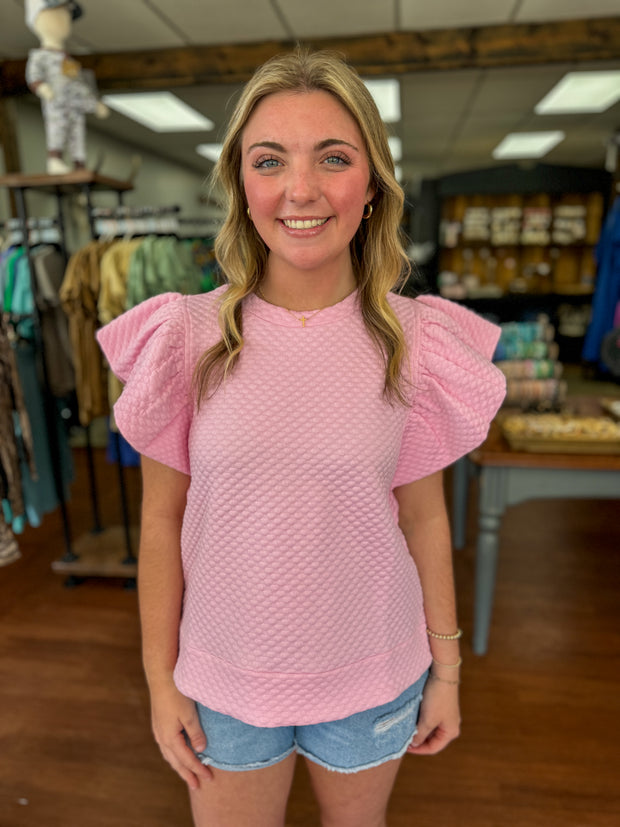 Emily Textured Top in Pink