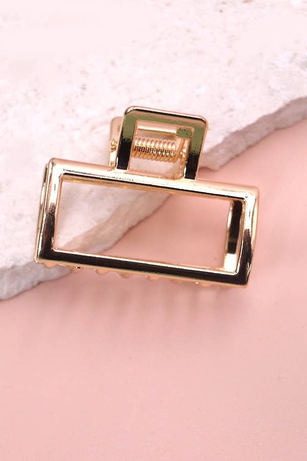 MINI GOLD RECTANGLE BOW HEART HAIR CLAW CLIPS