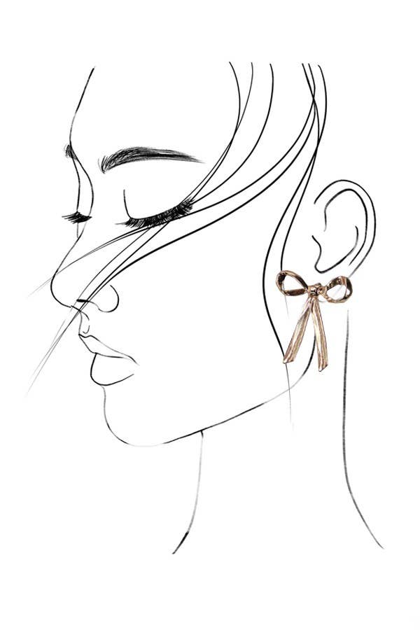 BOW MOVABLE STUD EARRINGS