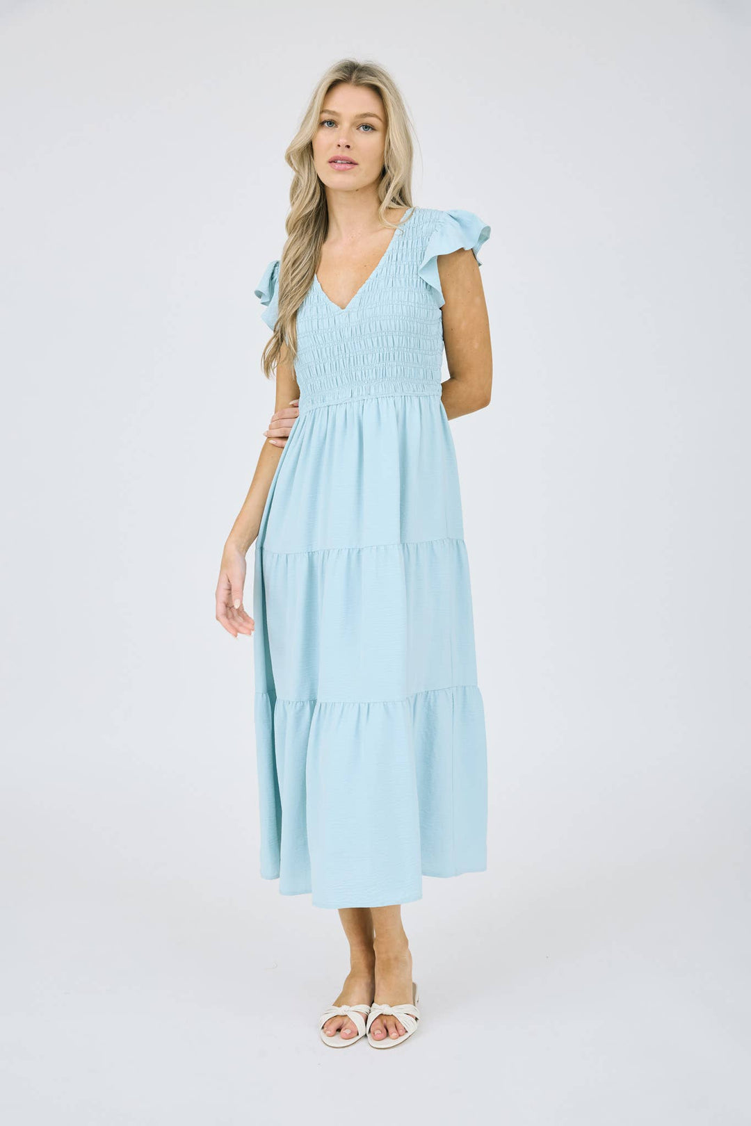 KATE FLUTTER SLEEVE MAXI DRESS