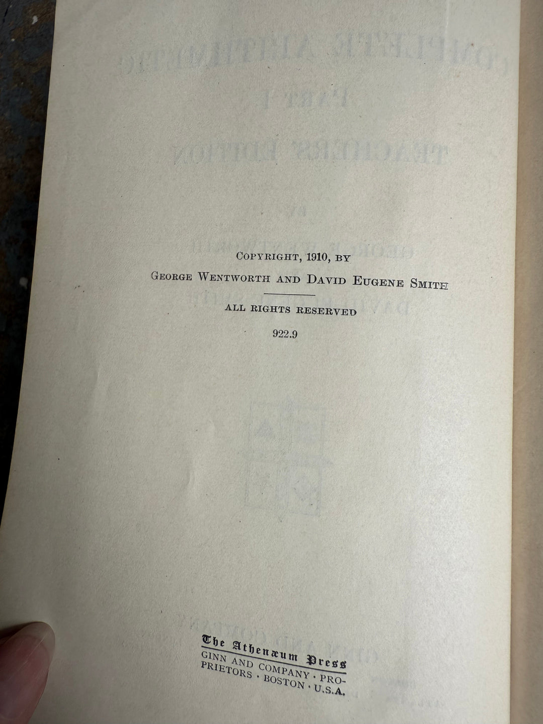 Complete Arithmetic Teachers Edition 1910