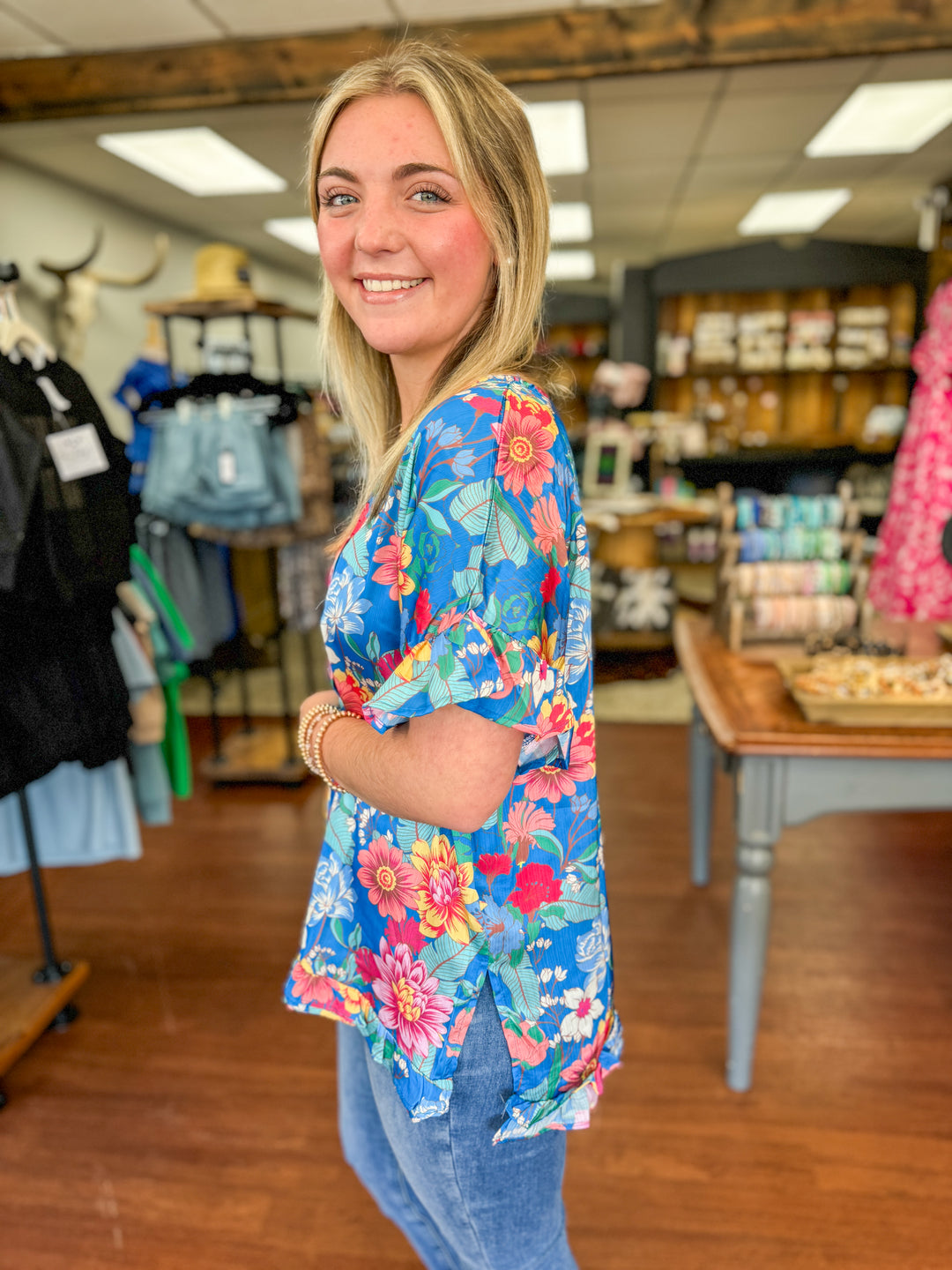 Floral Ruffle Hem Top