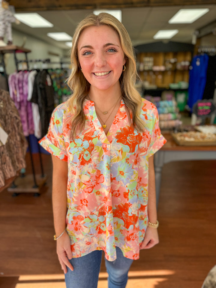 Pastel Floral Flowy Top