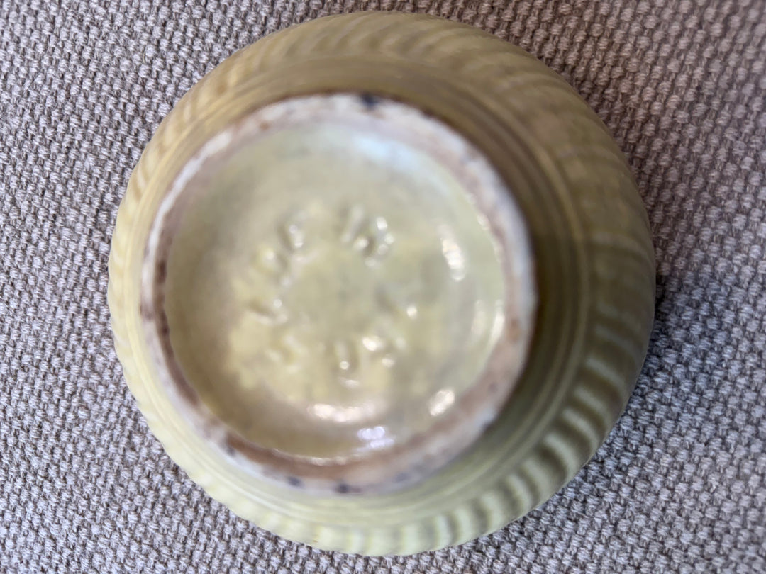 Vintage Yellowware Swirl Patterned Mixing Bowl