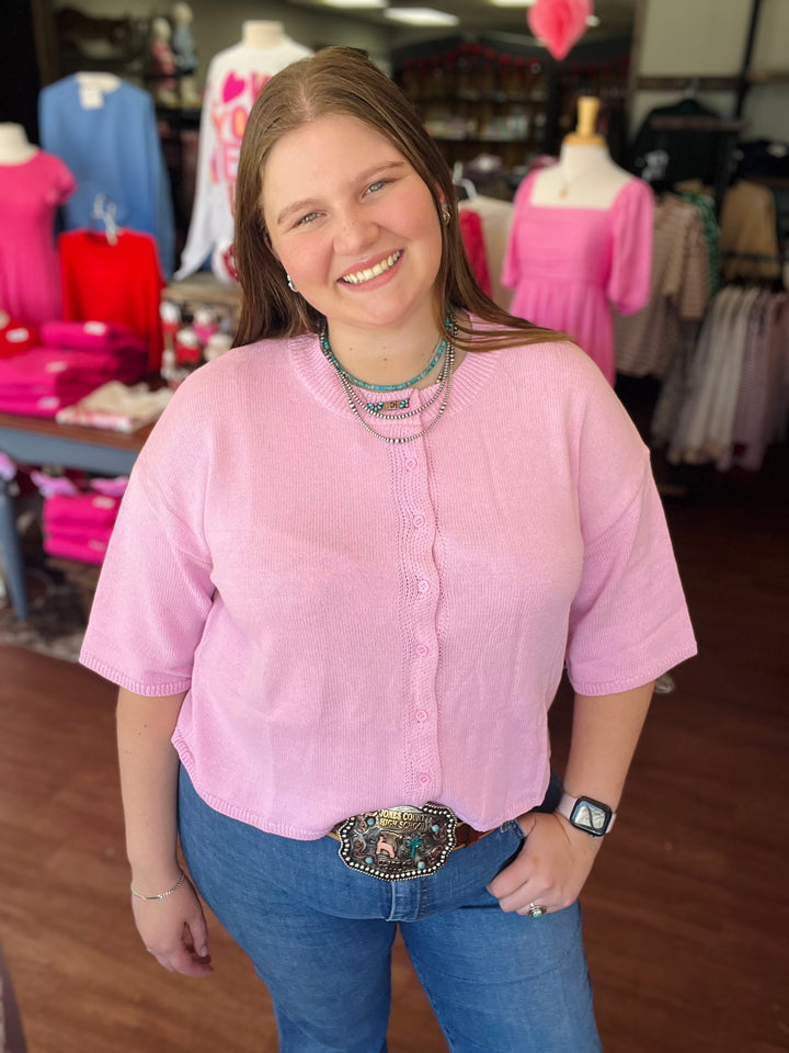 Cotton Pink Cardi Sweater