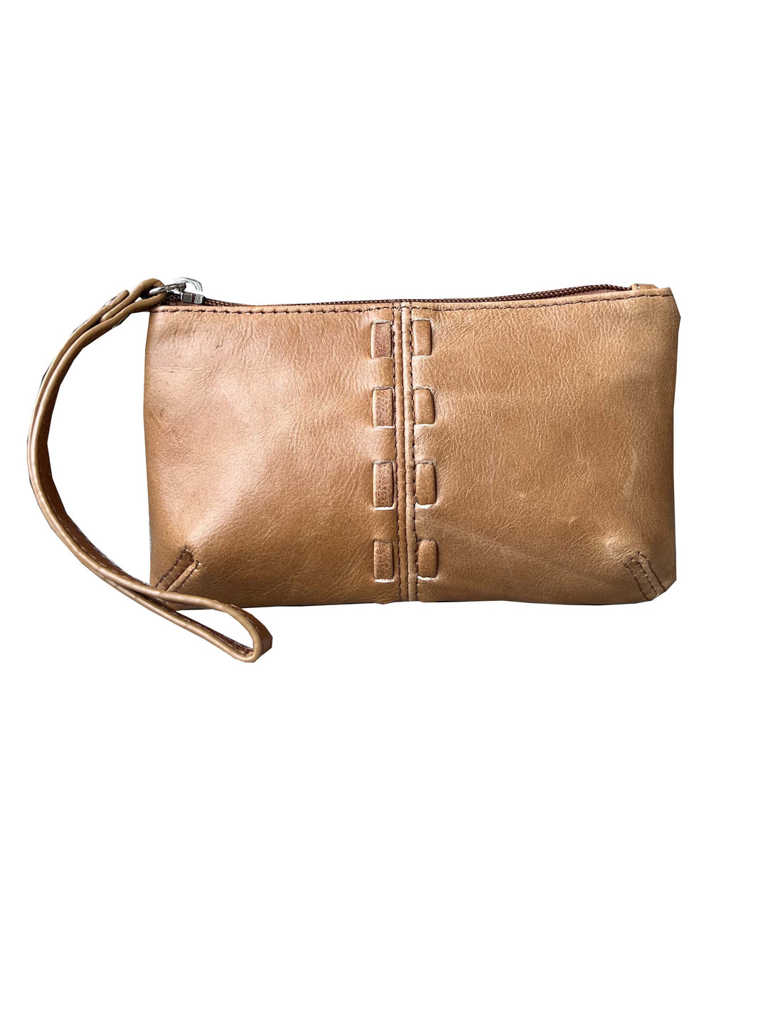 Leather Wristlet Cosmetic Bag