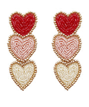 3 Beaded Heart Earrings