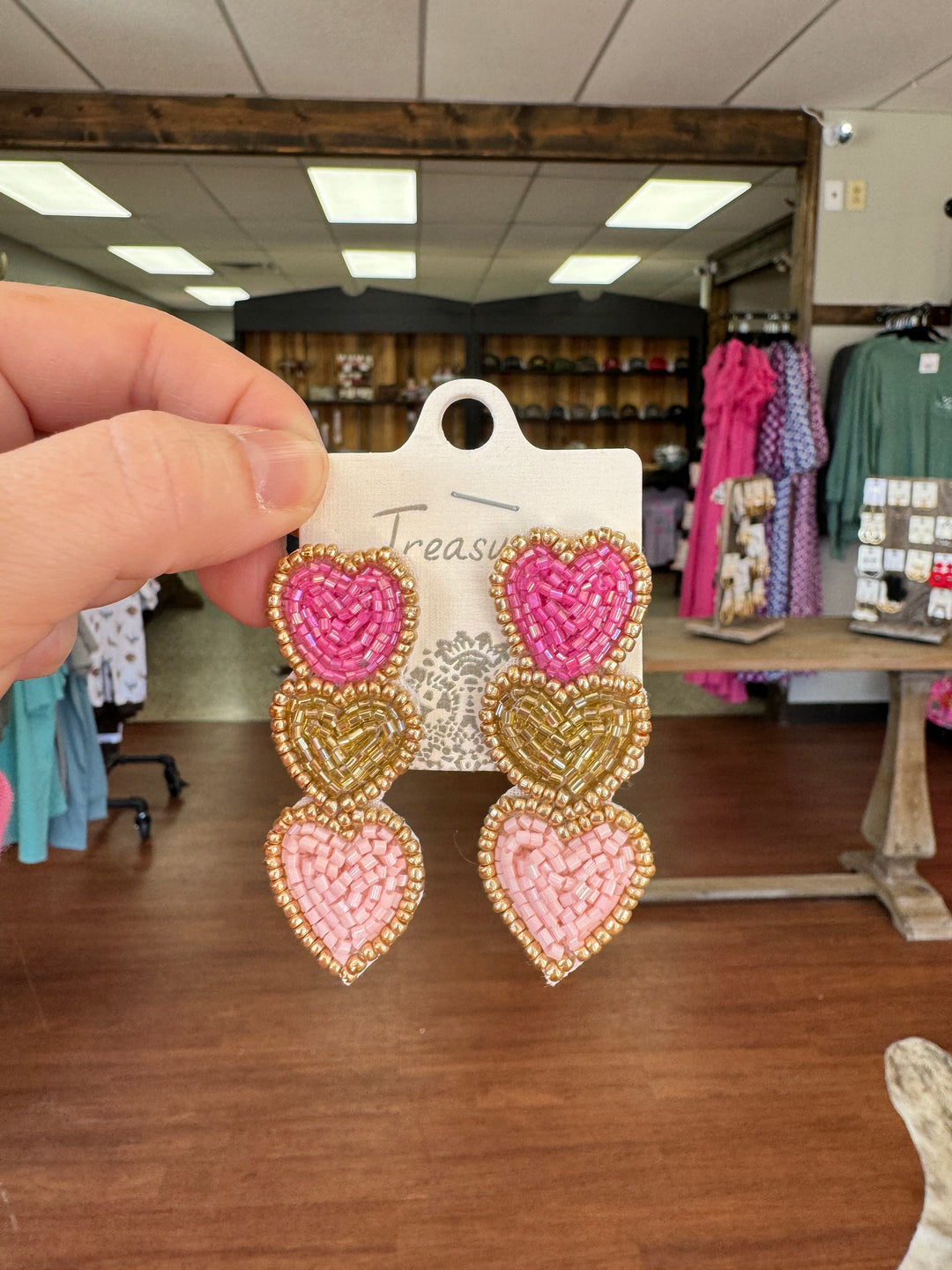 3 Beaded Heart Earrings