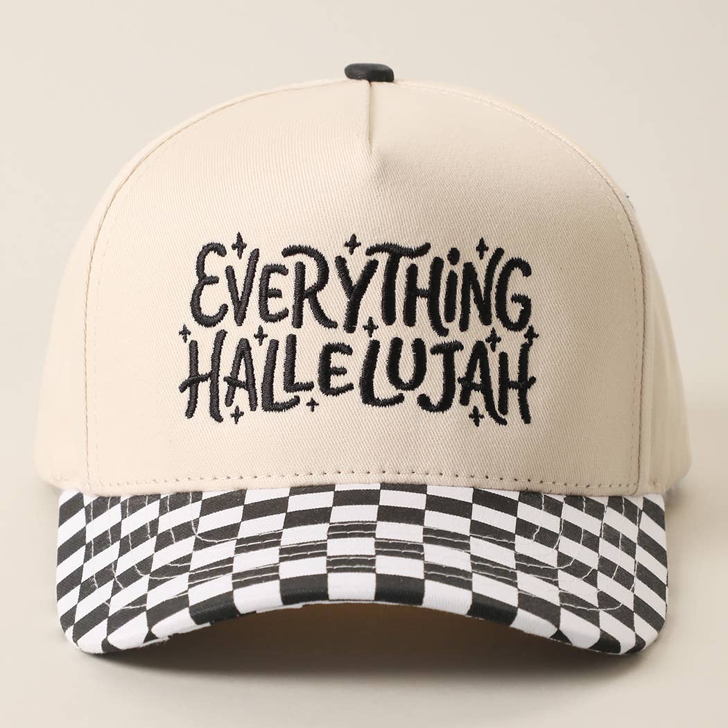 EVERYTHING HALLELUJAH Embroidered Checker Brim Trucker Hat