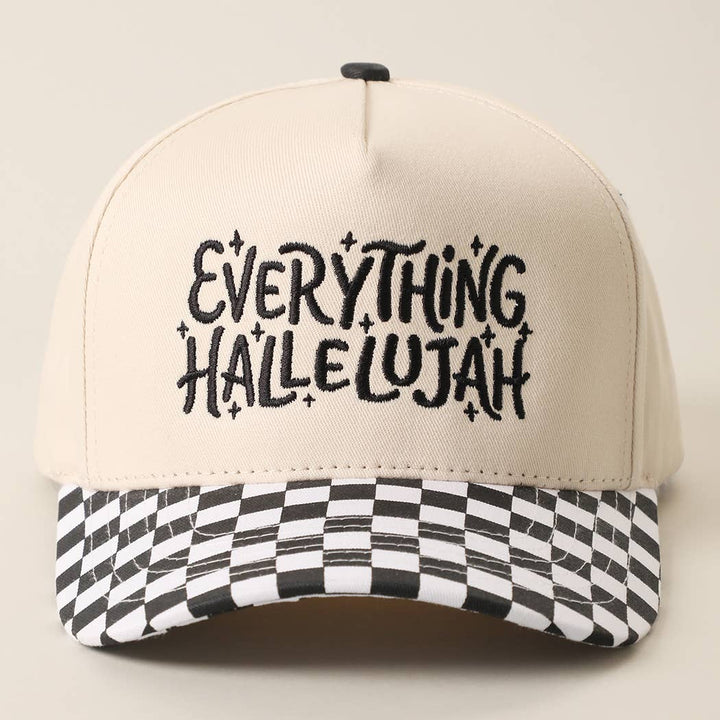 EVERYTHING HALLELUJAH Embroidered Checker Brim Trucker Hat