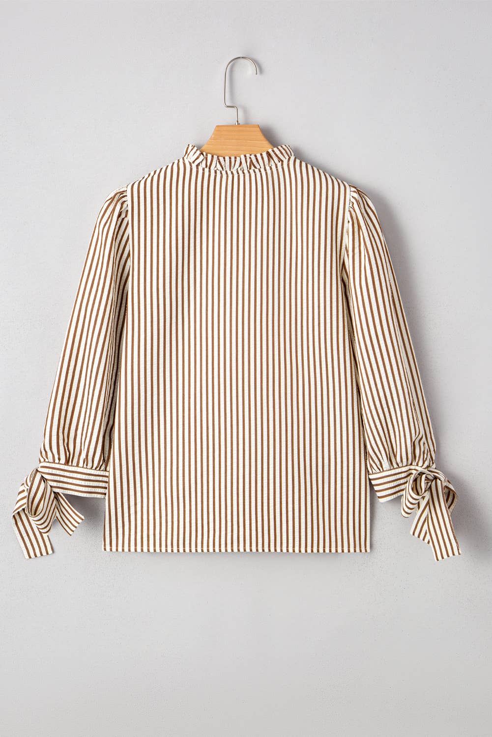 Striped VNeck Knot Bracelet Sleeve Blouse