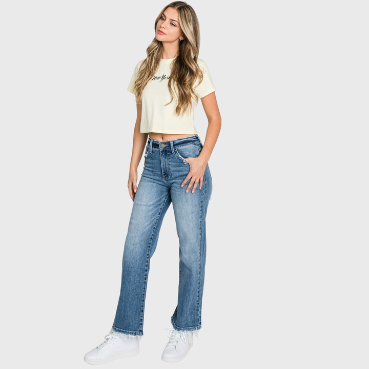 PETRA SUPER HIGH RISE STRETCH SLIM STRAIGHT JEANS
