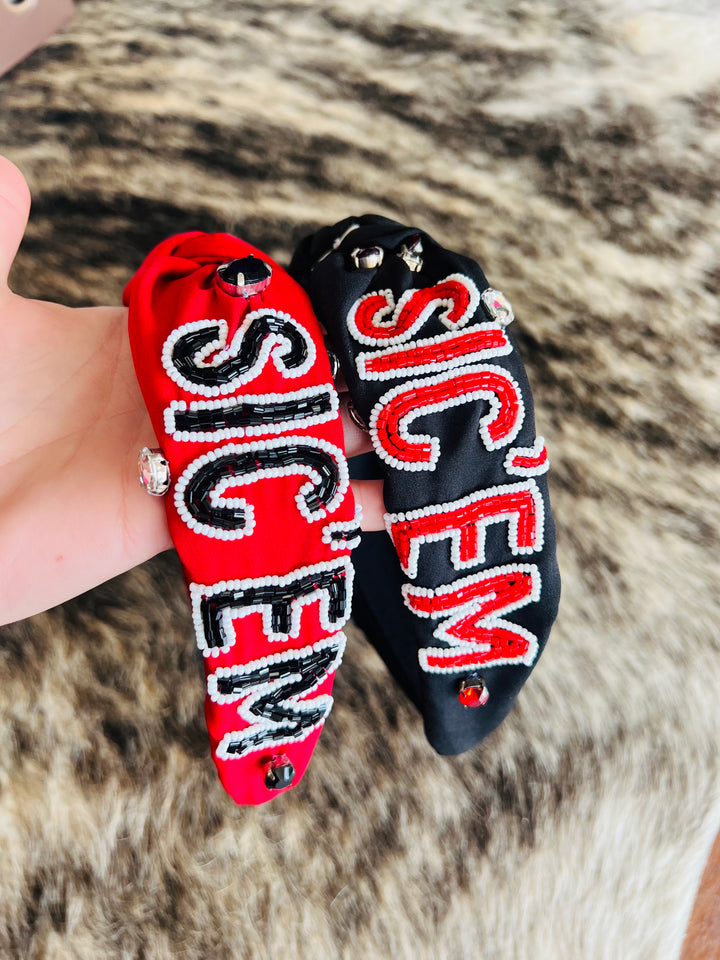 Sic ‘Em Beaded Headband