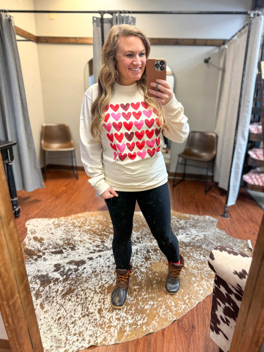 Watercolor Hearts LS Tee