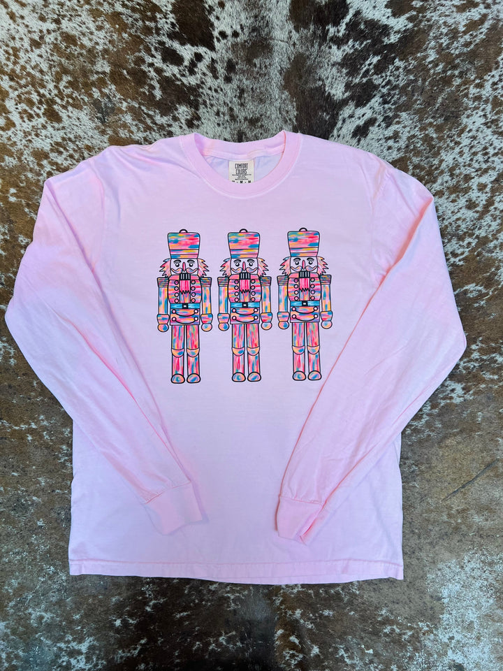 Pink Watercolor Nutcracker LS Comfort Color Tee