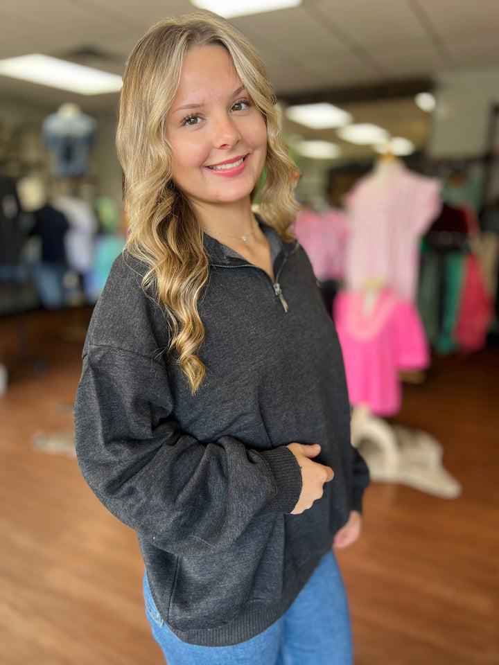 ACID WASH FLEECE HALF ZIP PULLOVER