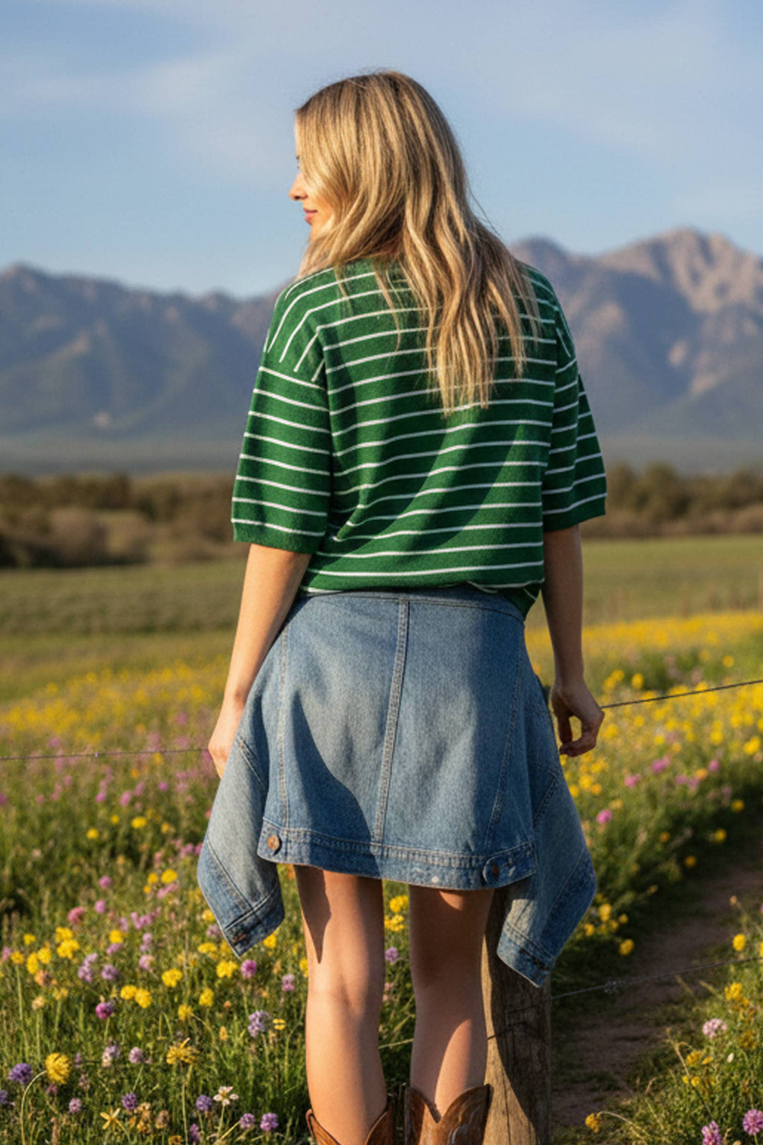 Striped Knit Short Sleeve Top