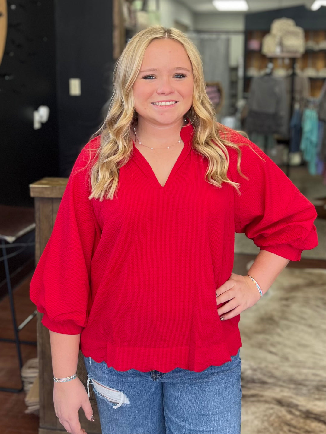 Hazel 3/4 Sleeve V-Neck Top