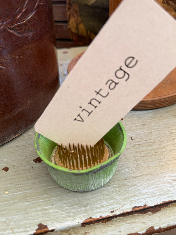 Vintage Green Flower Frog with Card
