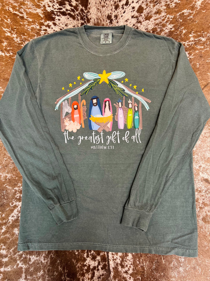 Greatest Gift Nativity LS Comfort Color Tee