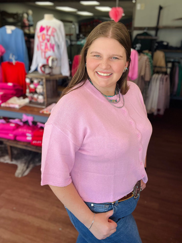 Cotton Pink Cardi Sweater