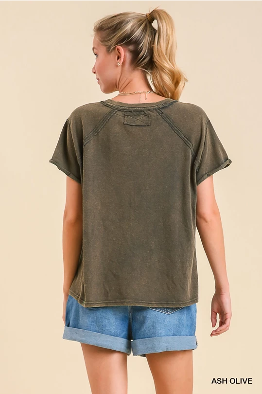 Mineral Wash Round Neck Top