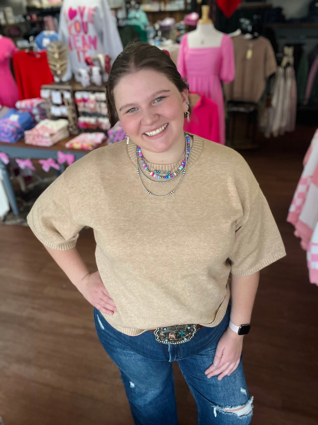 Short Sleeve Relaxed Sweater Top