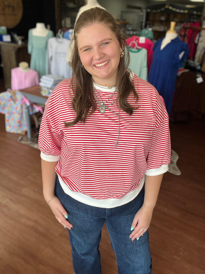 Kammie Striped 3/4 Sleeve Top