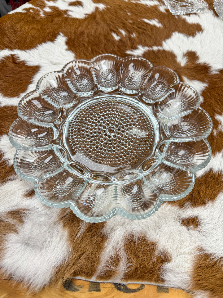 Vintage Glass Egg Platter