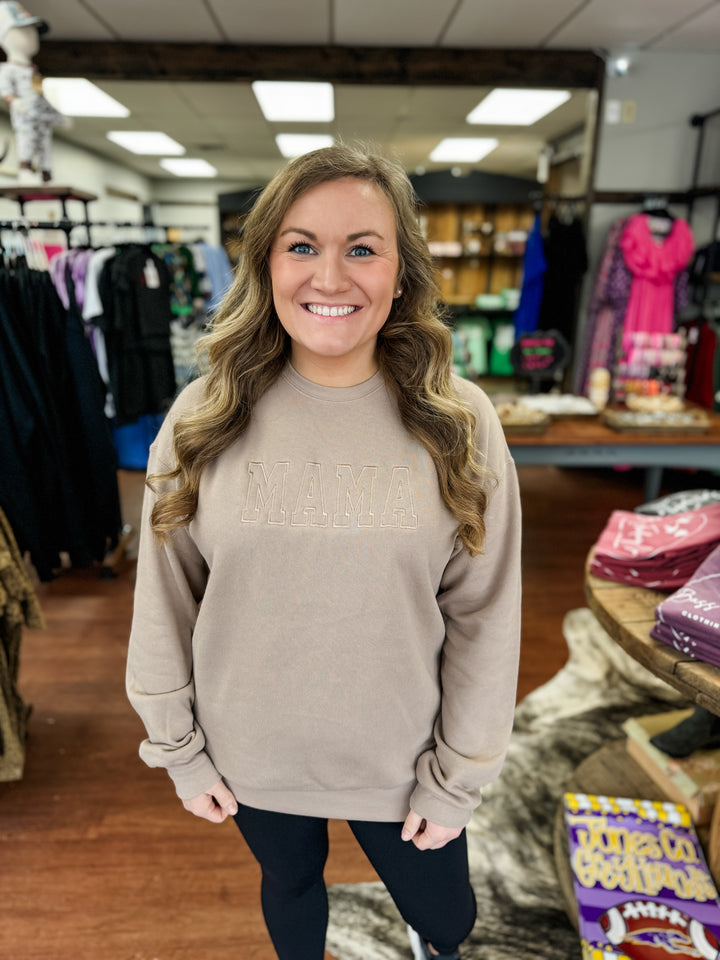 Neutral Embroidered Mama Sweatshirt