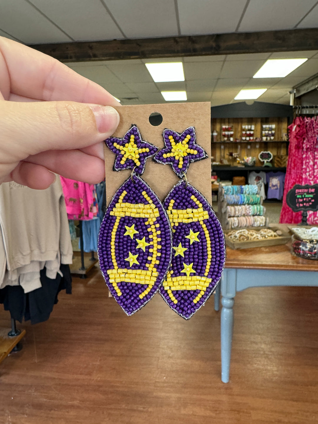 Beaded Football Gameday Earrings