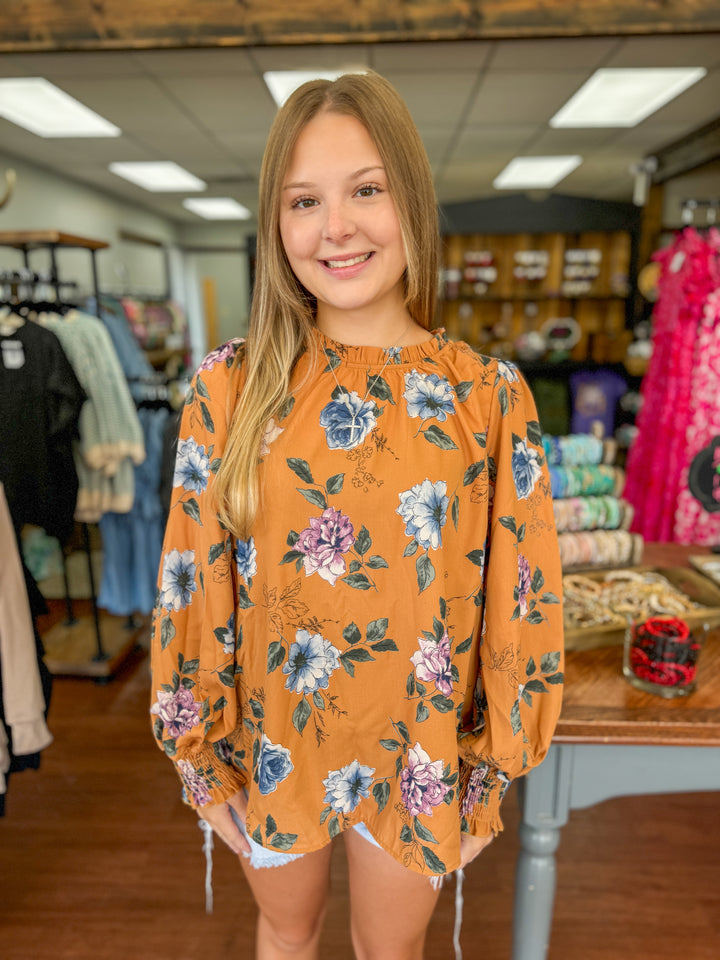 Mustard Floral Top