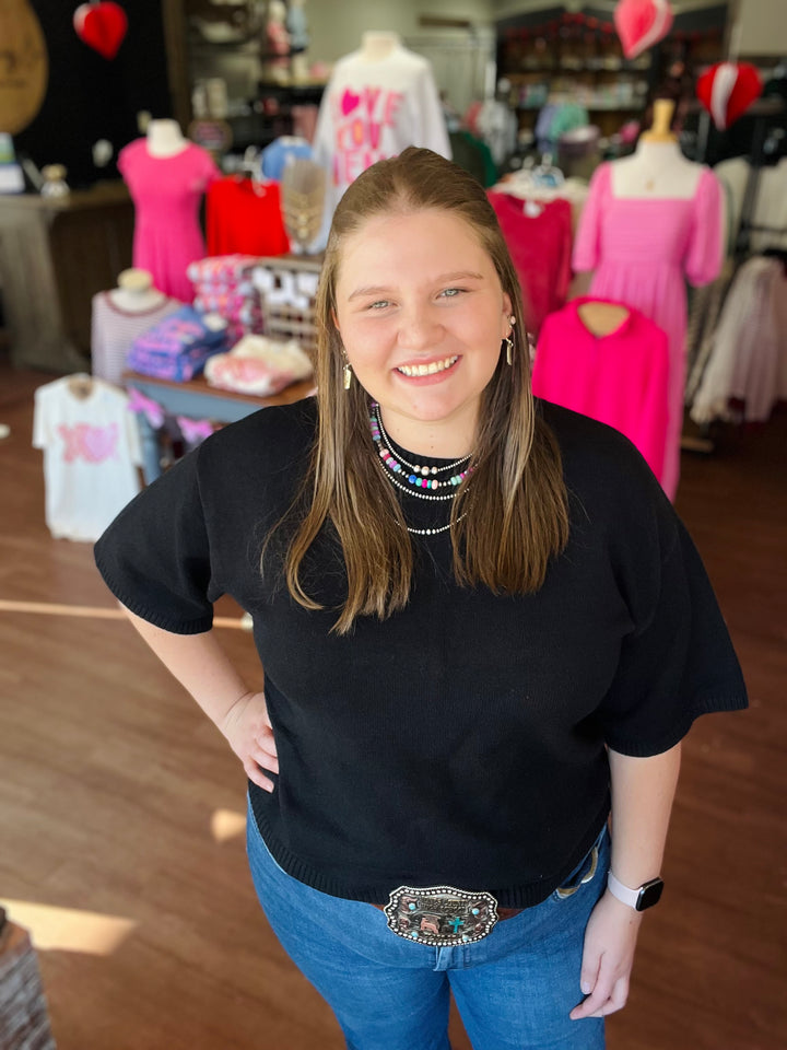 Short Sleeve Relaxed Sweater Top