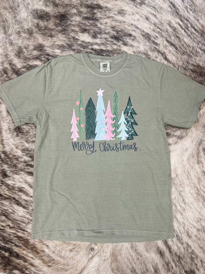 Merry Christmas Pink Tree Tee