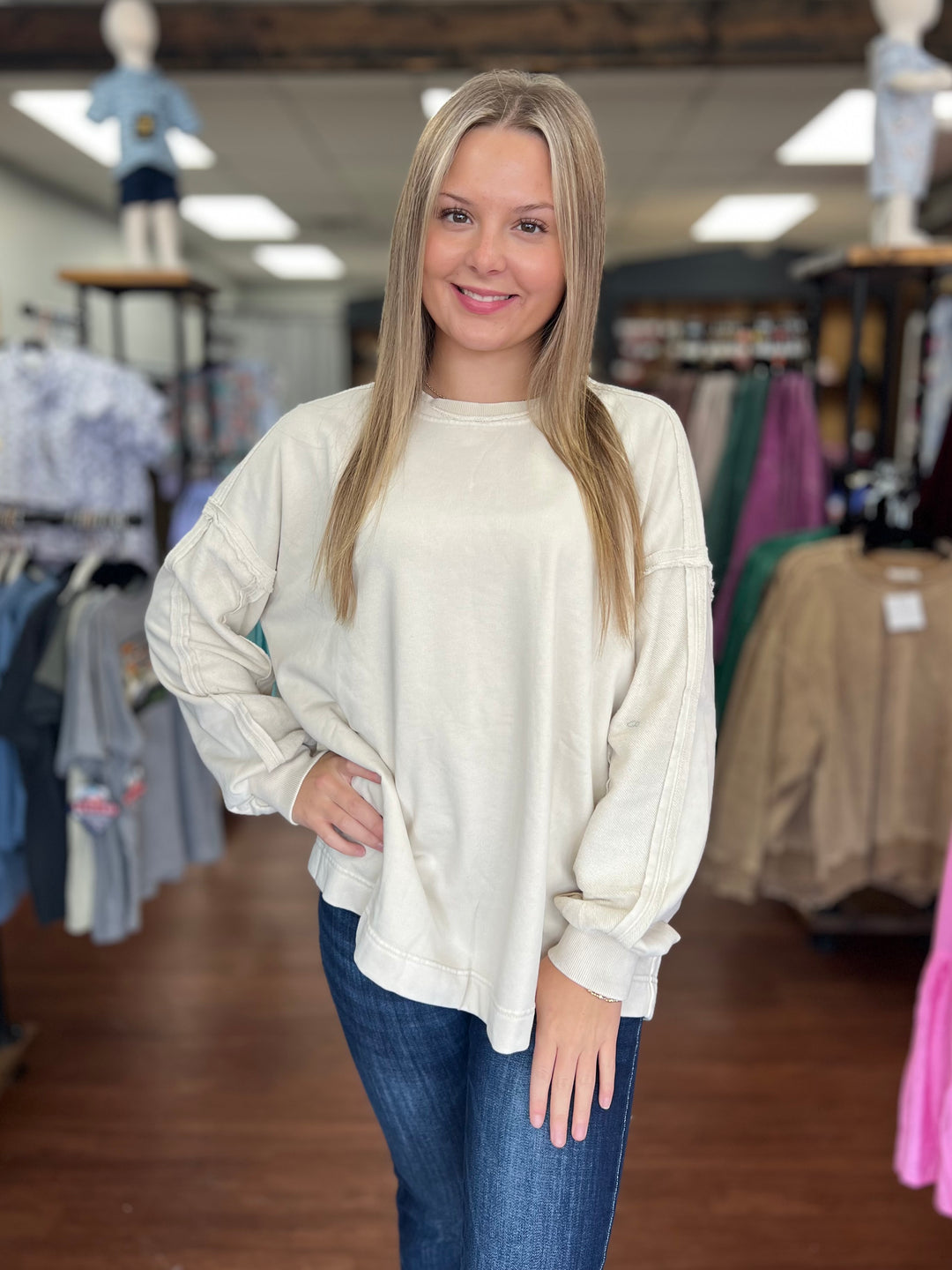 Miley Mineral Washed Terry Pullover